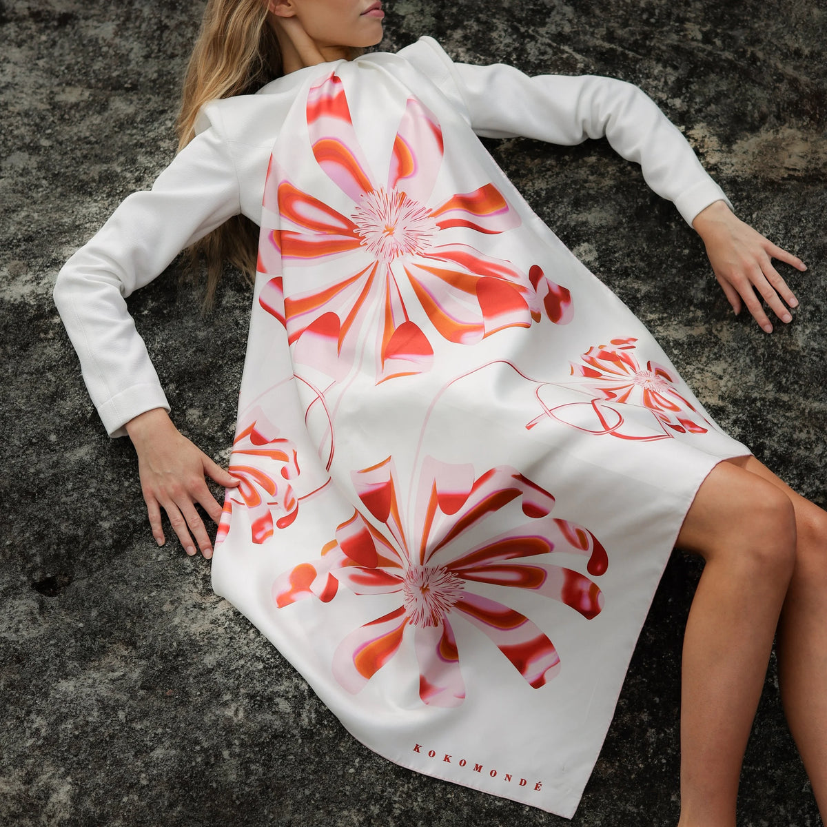 Koko Monde Aurora Tea Rose Silk Scarf