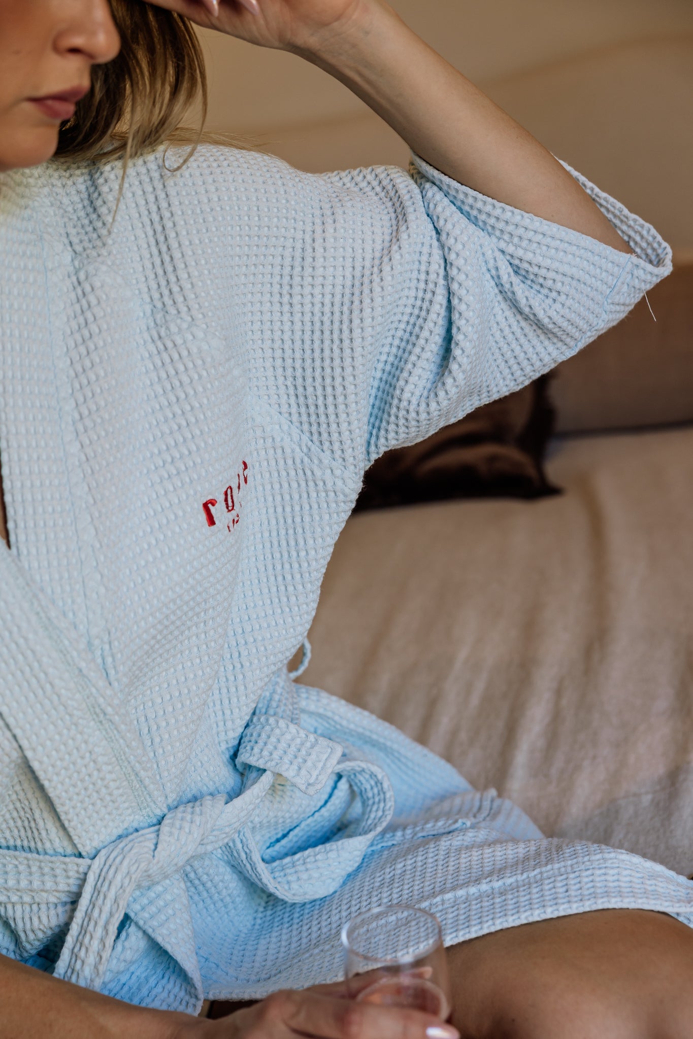 Robe Society Cotton Waffle Bath Robe - Cloud Nine