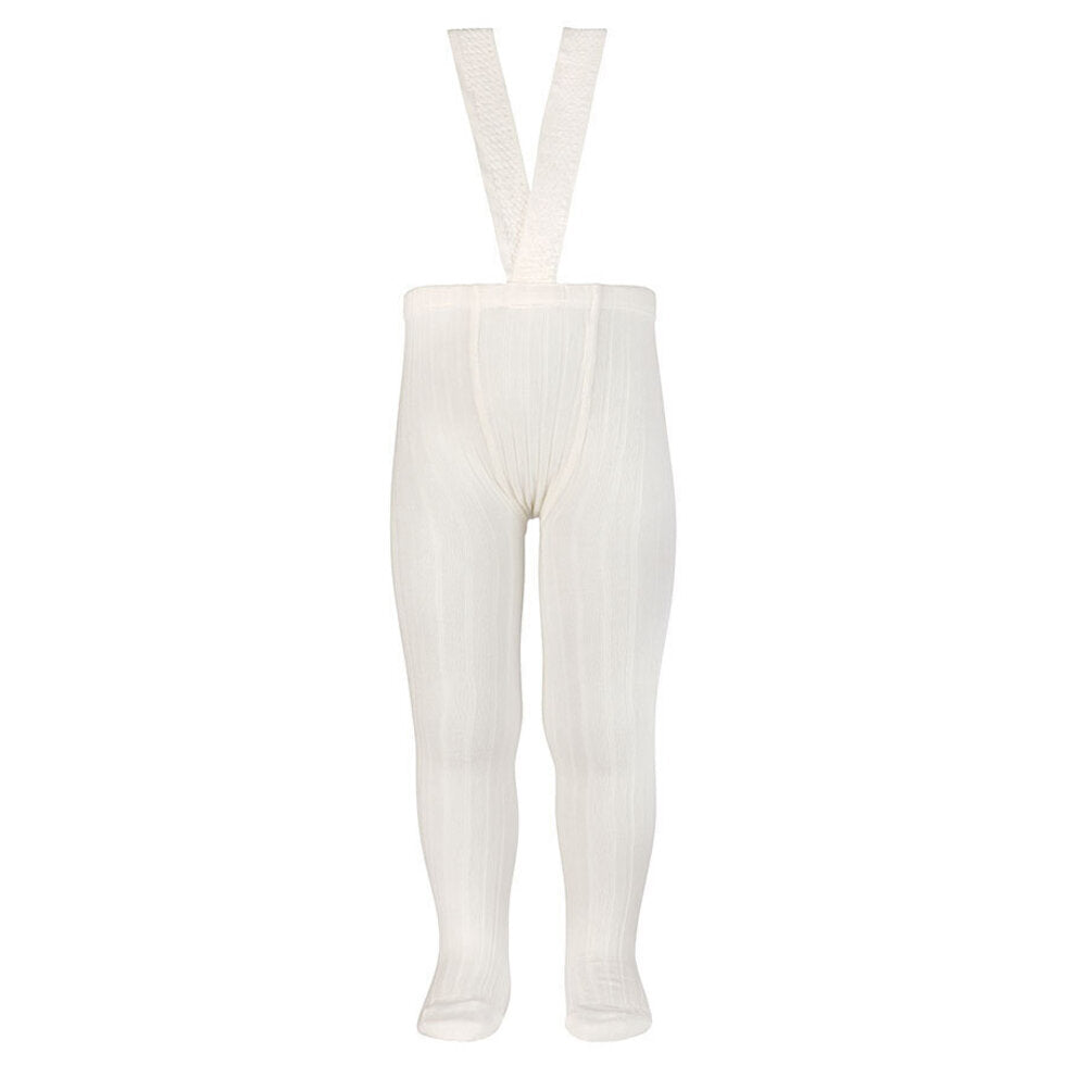 Condor Ribbed Elastic Suspender Tights - Cream (Nata)