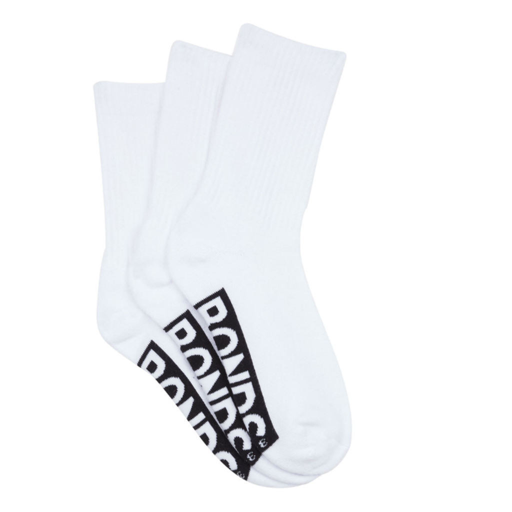 Bonds Logo Crew Sock - Womens - White - 3pk