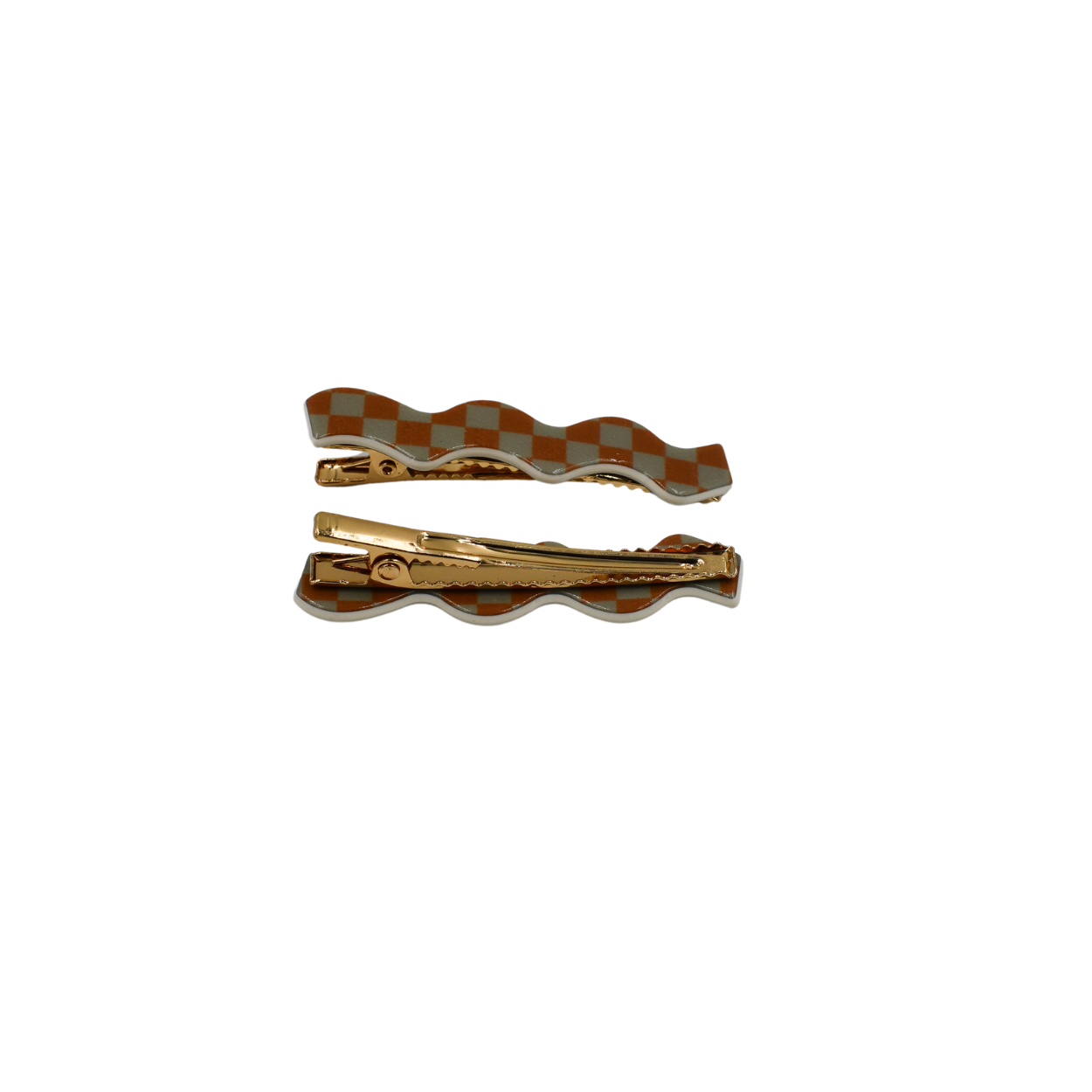 Panache Whitney Checker Alligator Clip - Sage Green and Tan