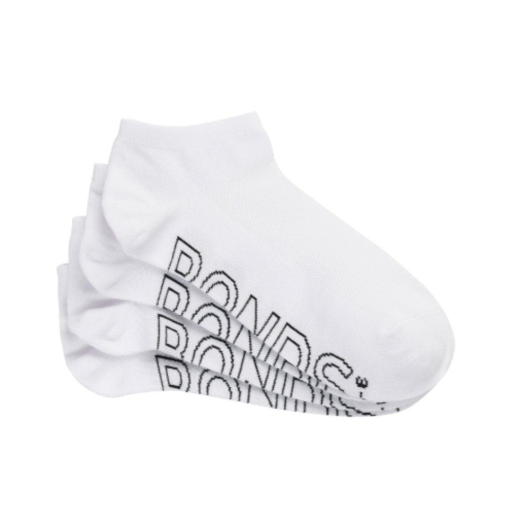 Bonds Logo Low Cut Lightweight Socks - Womens - 4pk - White