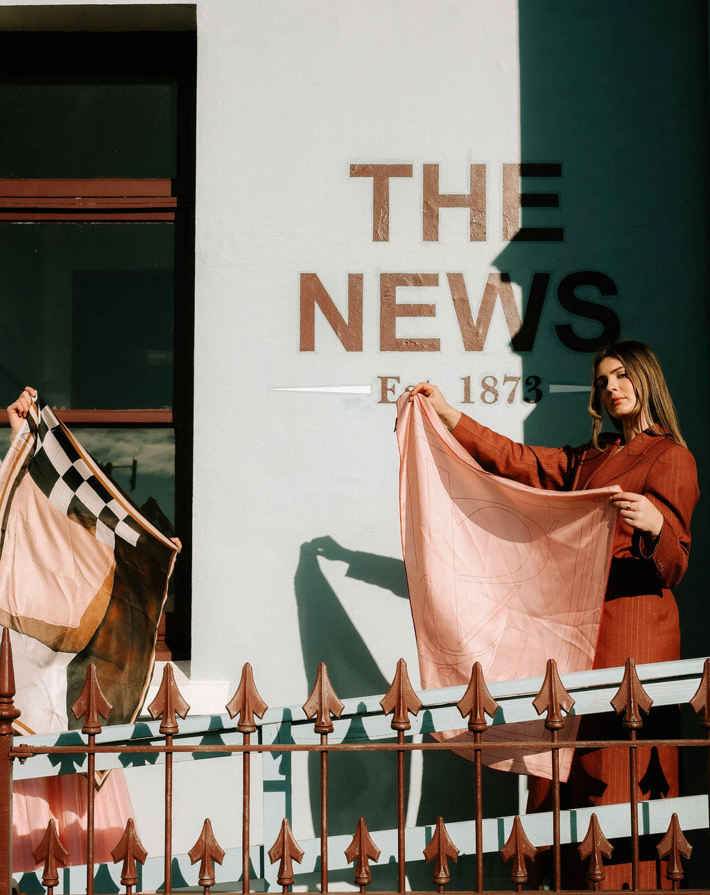 Vela Collective Basic Pink & Red Silk Scarf
