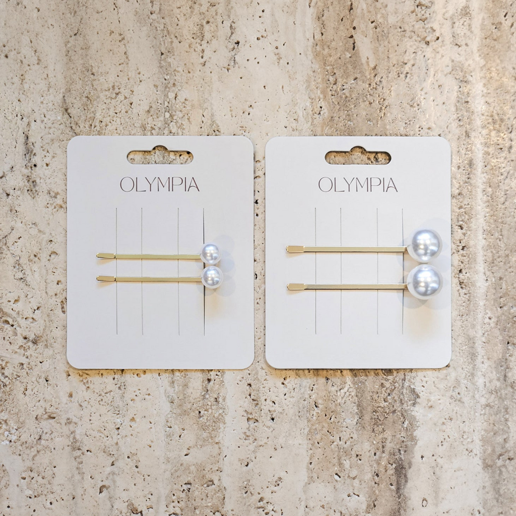 Olympia Orla Pearl Hair Clips - Medium White