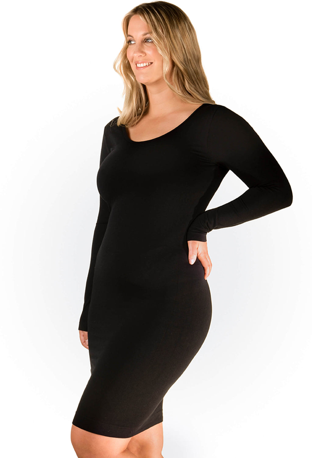 B-Free Bamboo Long Sleeve Bodycon Dress - Black