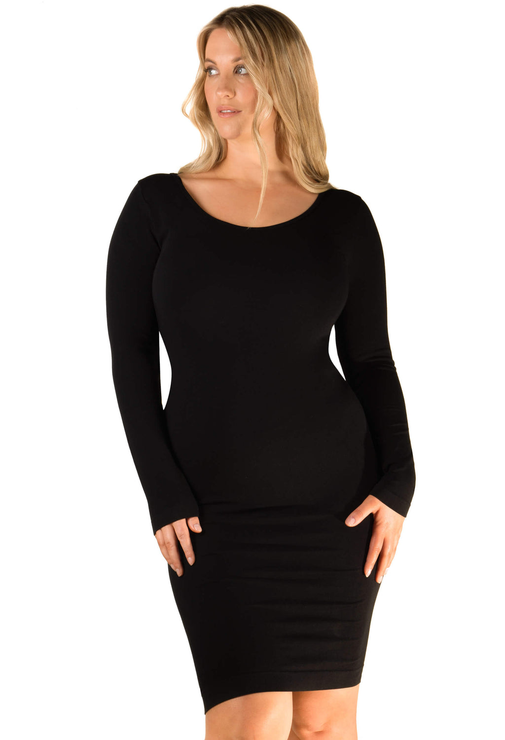 B-Free Bamboo Long Sleeve Bodycon Dress - Black