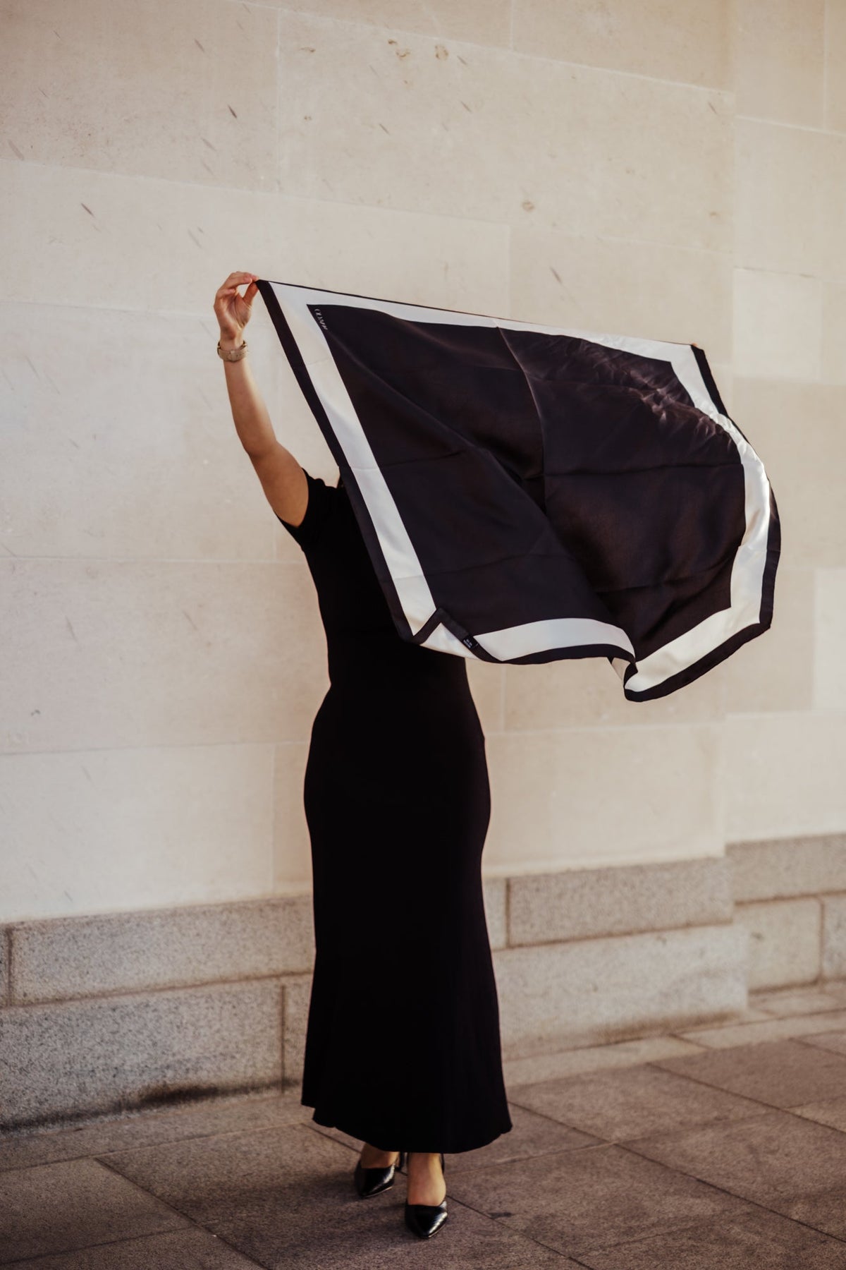 Olympia Imelda Ebony Antique White Midi Scarf
