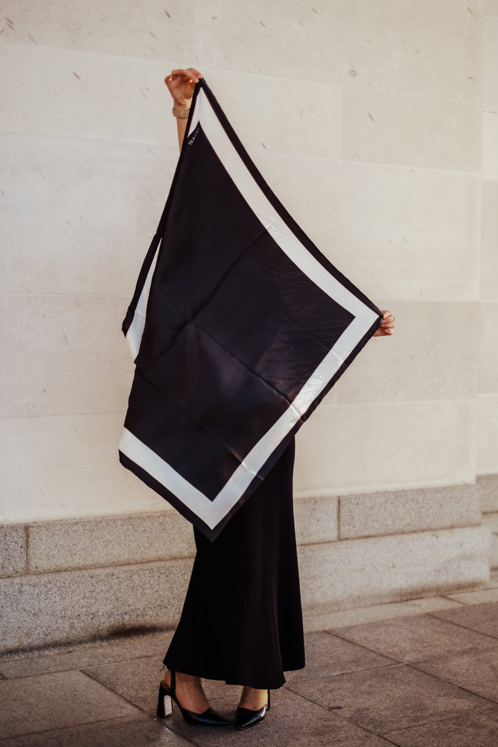 Olympia Imelda Ebony Antique White Midi Scarf