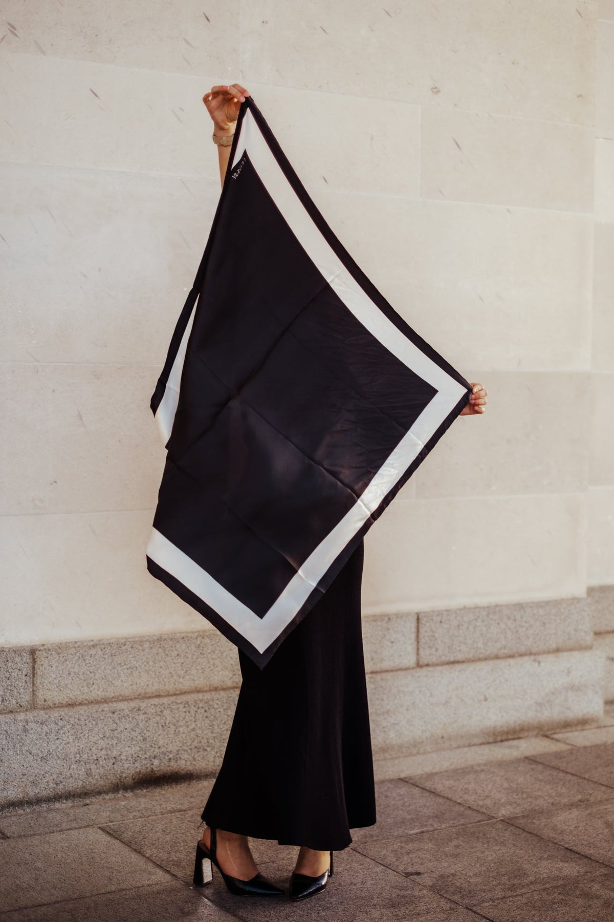 Olympia Imelda Ebony Antique White Midi Scarf