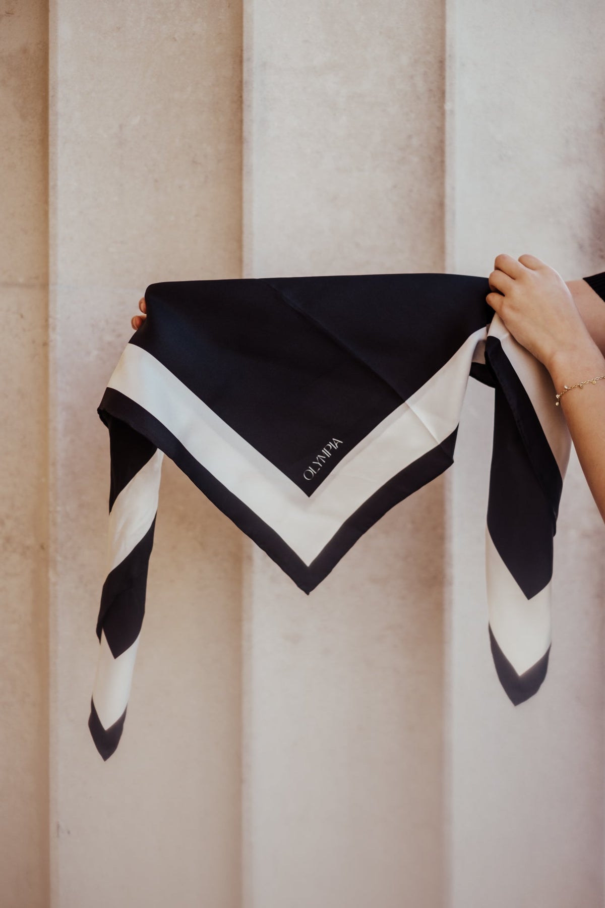 Olympia Imelda Ebony Antique White Midi Scarf