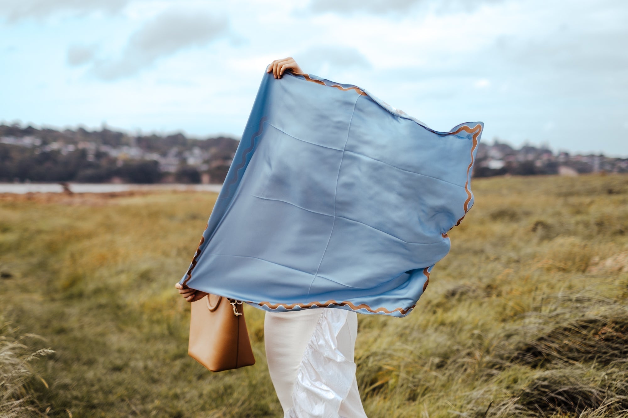 Olympia Sophie Midi Scarf - Bluebird/Croissant