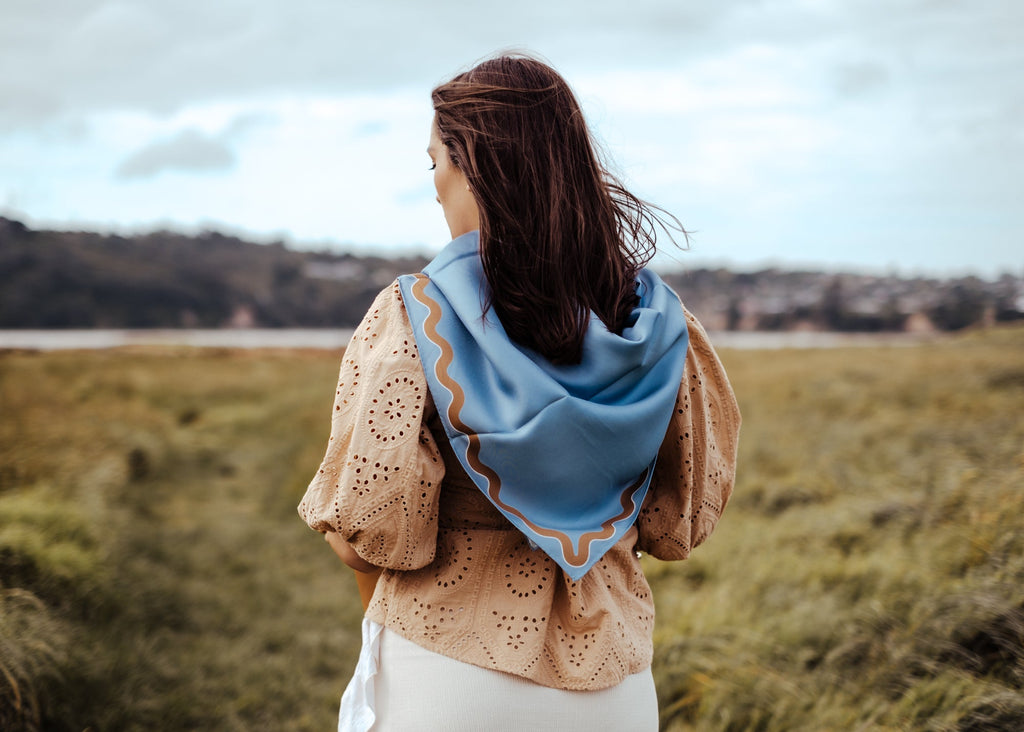 Olympia Sophie Midi Scarf - Bluebird/Croissant