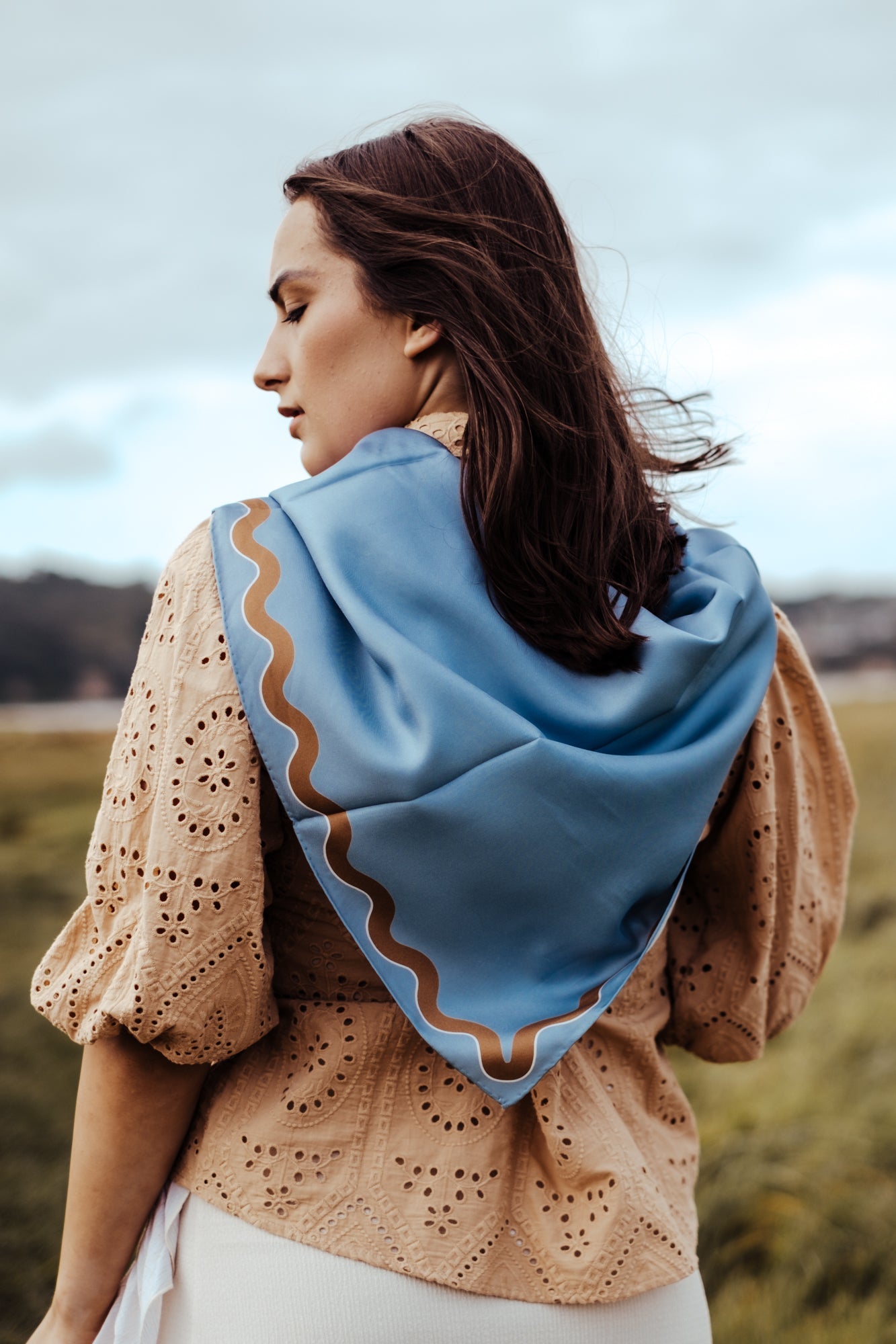 Olympia Sophie Midi Scarf - Bluebird/Croissant