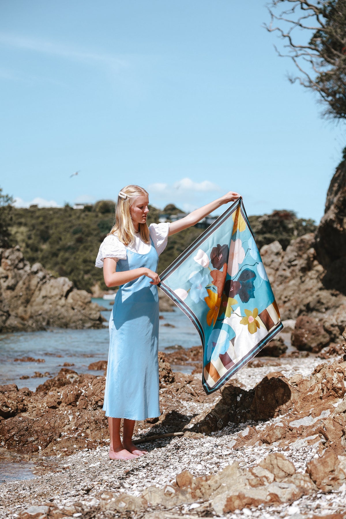 Vela Collective Navey Silk Scarf