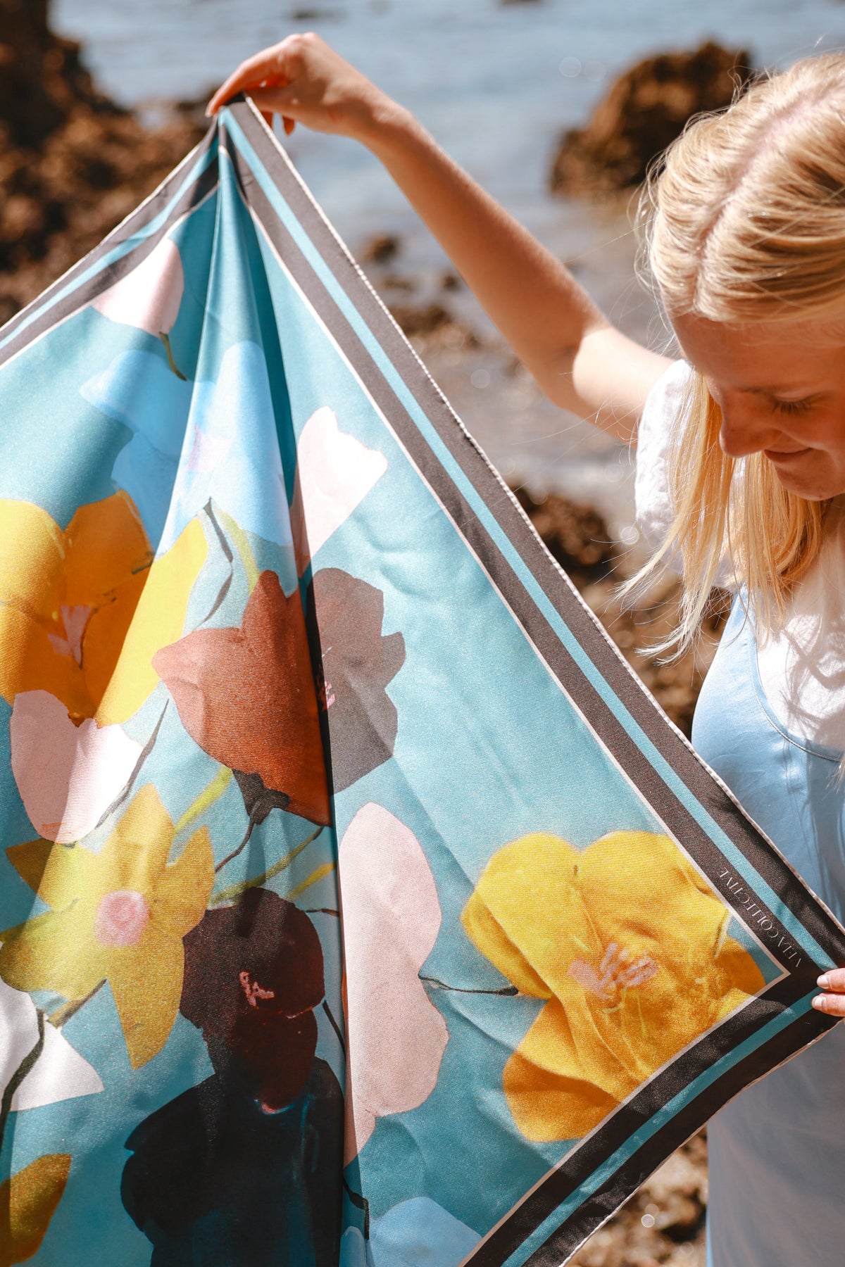 Vela Collective Navey Silk Scarf