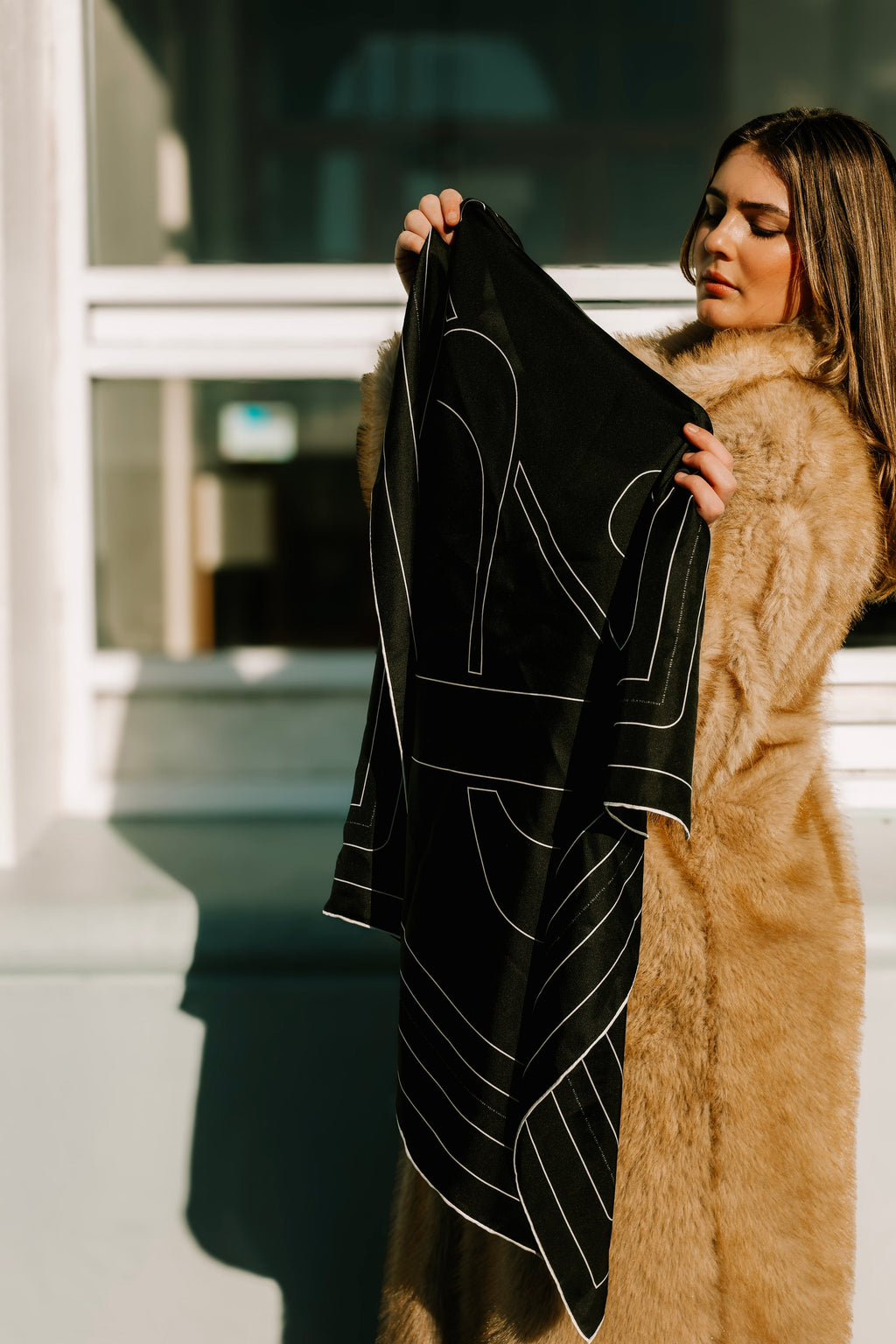 Vela Collective Black & White Silk Scarf