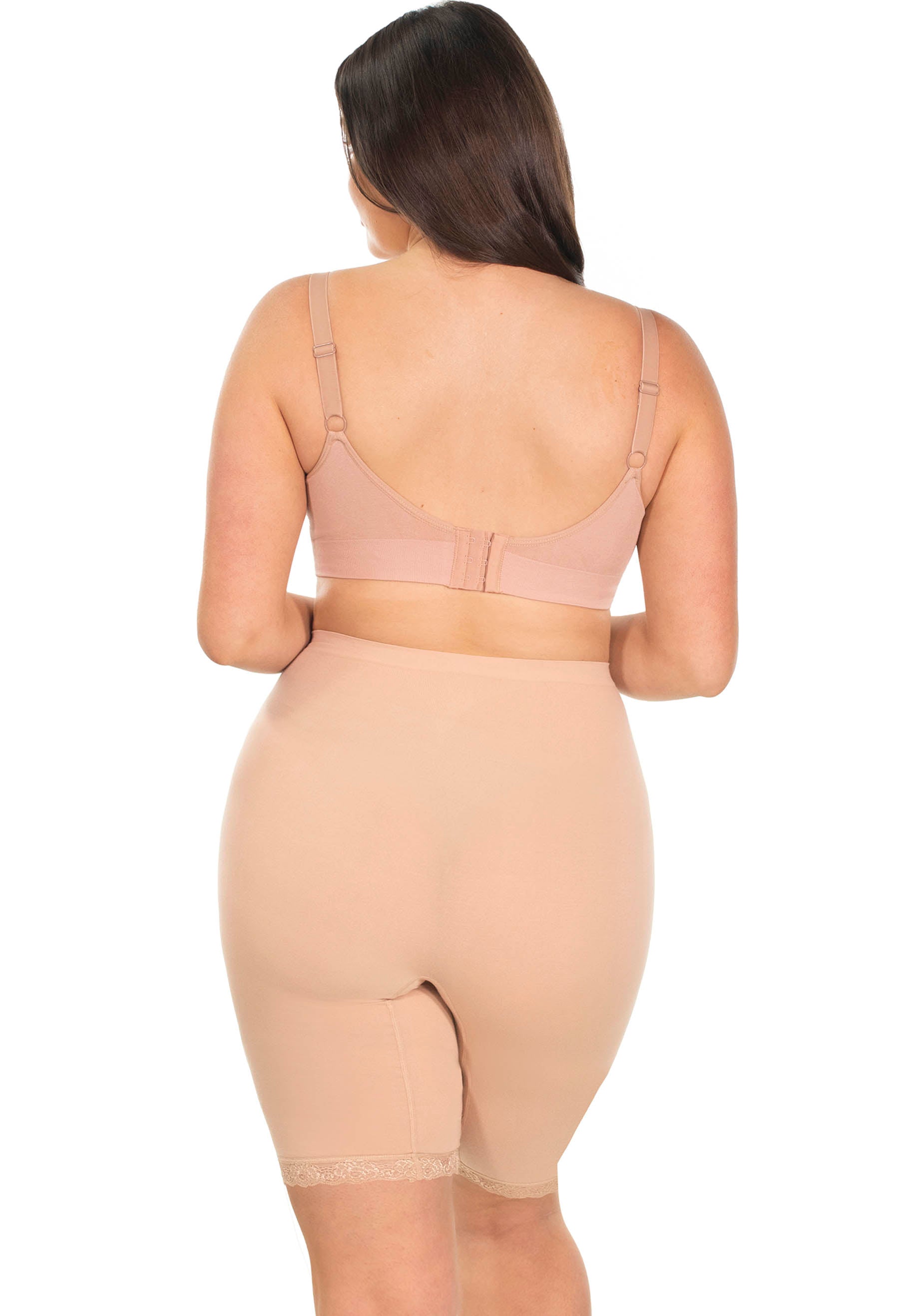 B-Free Anti Chafing High Rise Long Cotton Rich Shorts - Nude