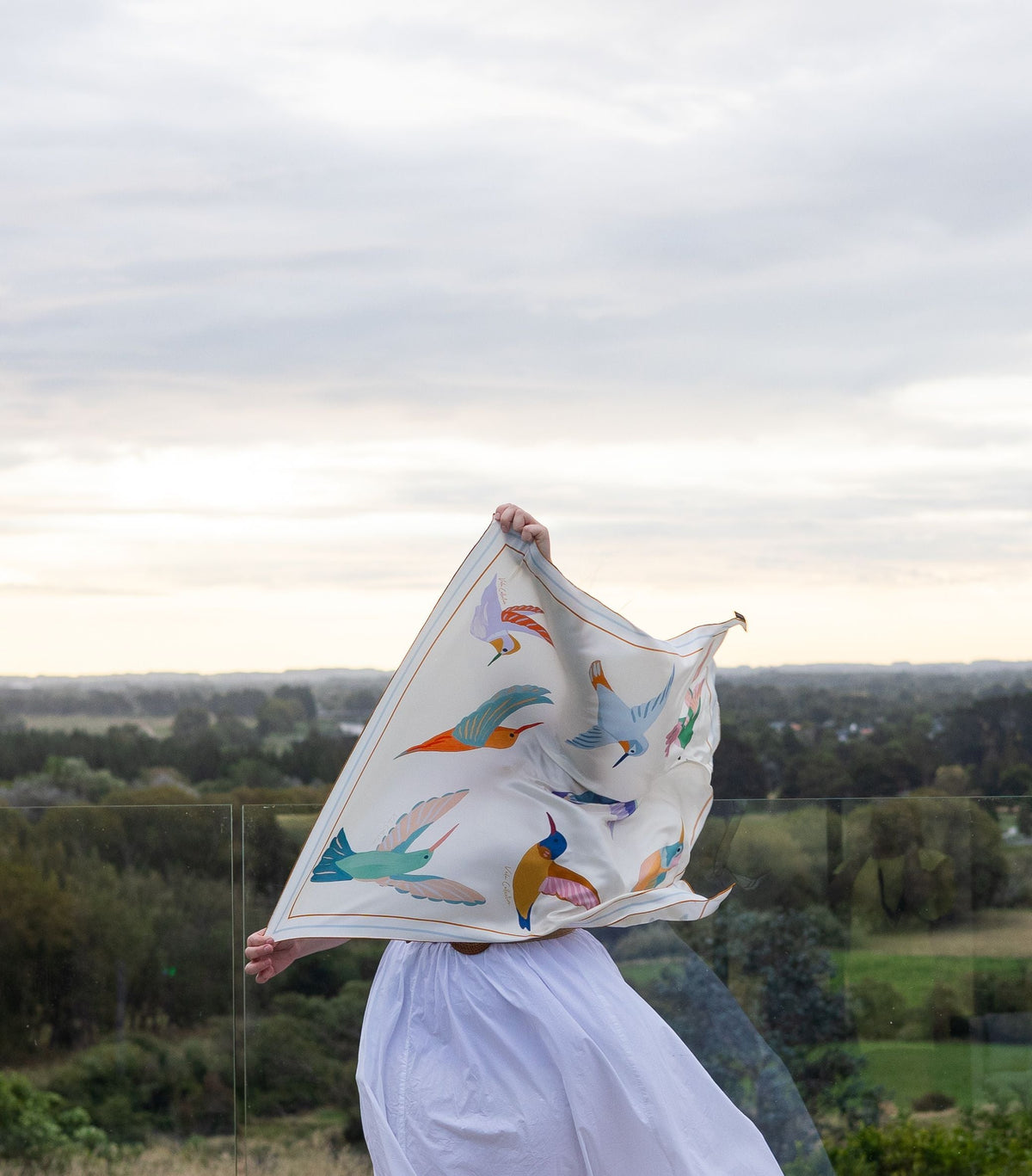 Vela Collective Humming Birds Silk Scarf