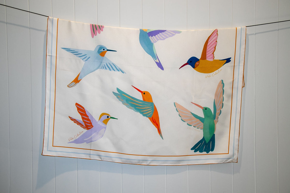 Vela Collective Humming Birds Silk Scarf