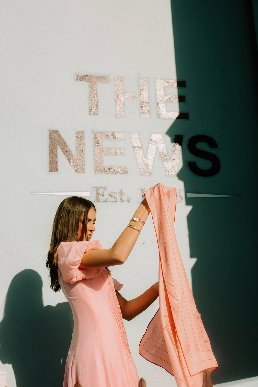 Vela Collective Basic Pink & Red Silk Scarf