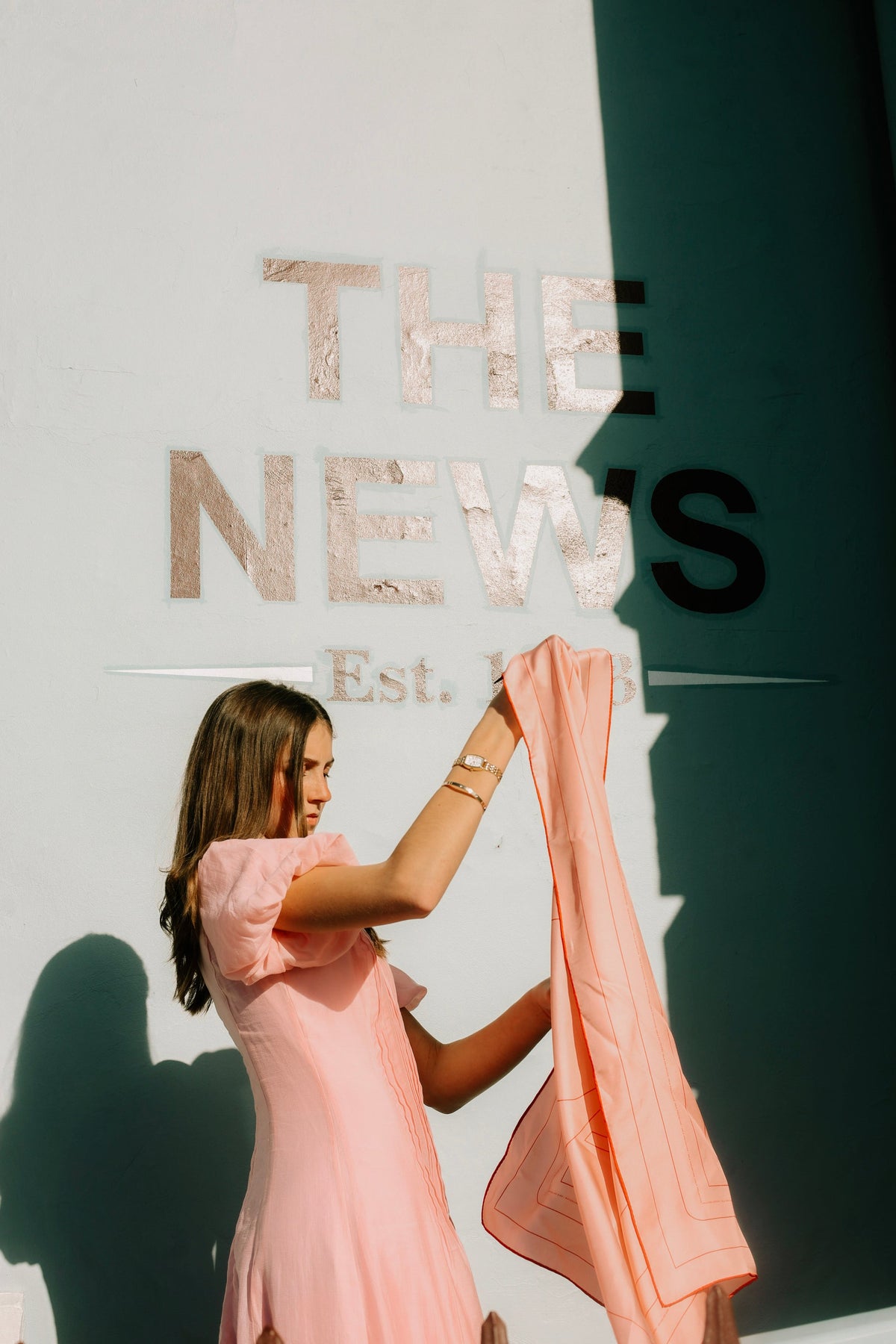 Vela Collective Basic Pink & Red Silk Scarf