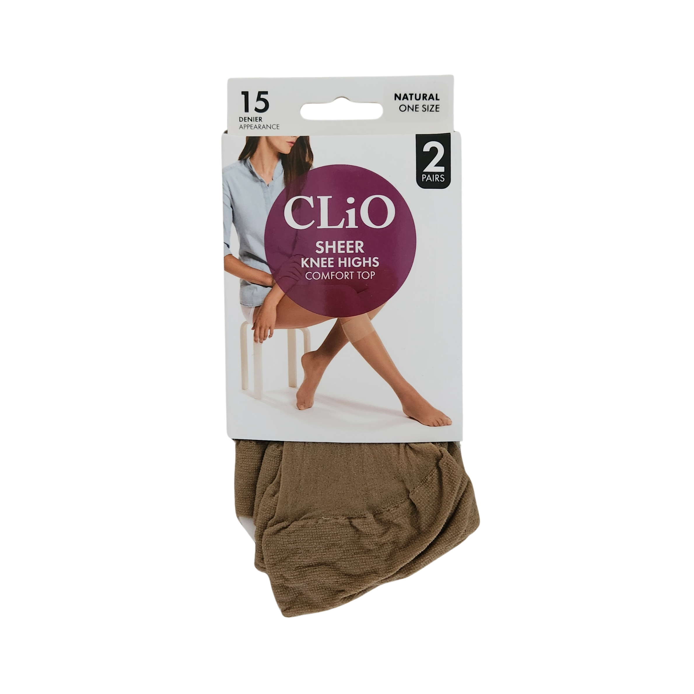 Clio Sheer Knee Highs Comfort Top - 2pk