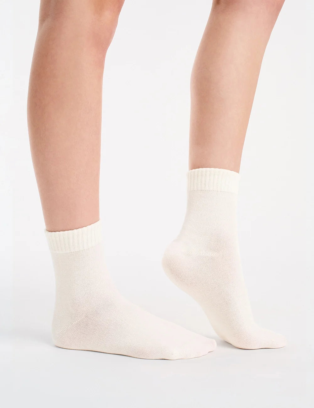 Ambra Organic Cotton Rib Top Crew Sock 2 Pack - Buttercream/Husk