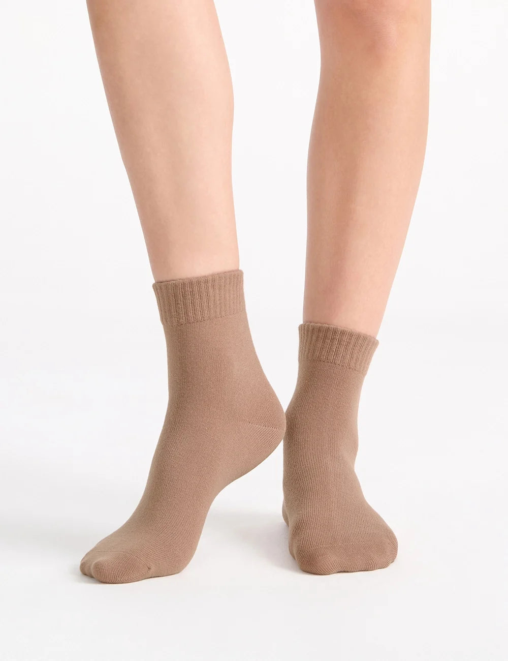 Ambra Organic Cotton Rib Top Crew Sock 2 Pack - Buttercream/Husk