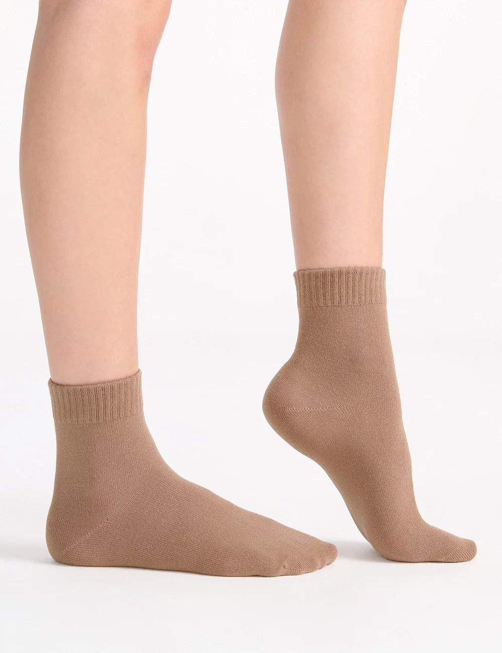 Ambra Organic Cotton Rib Top Crew Sock 2 Pack - Buttercream/Husk
