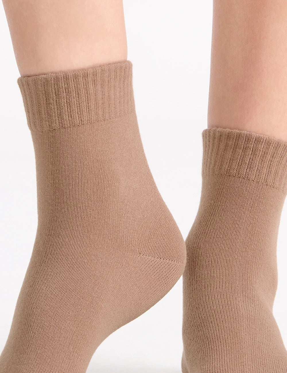 Ambra Organic Cotton Rib Top Crew Sock 2 Pack - Buttercream/Husk