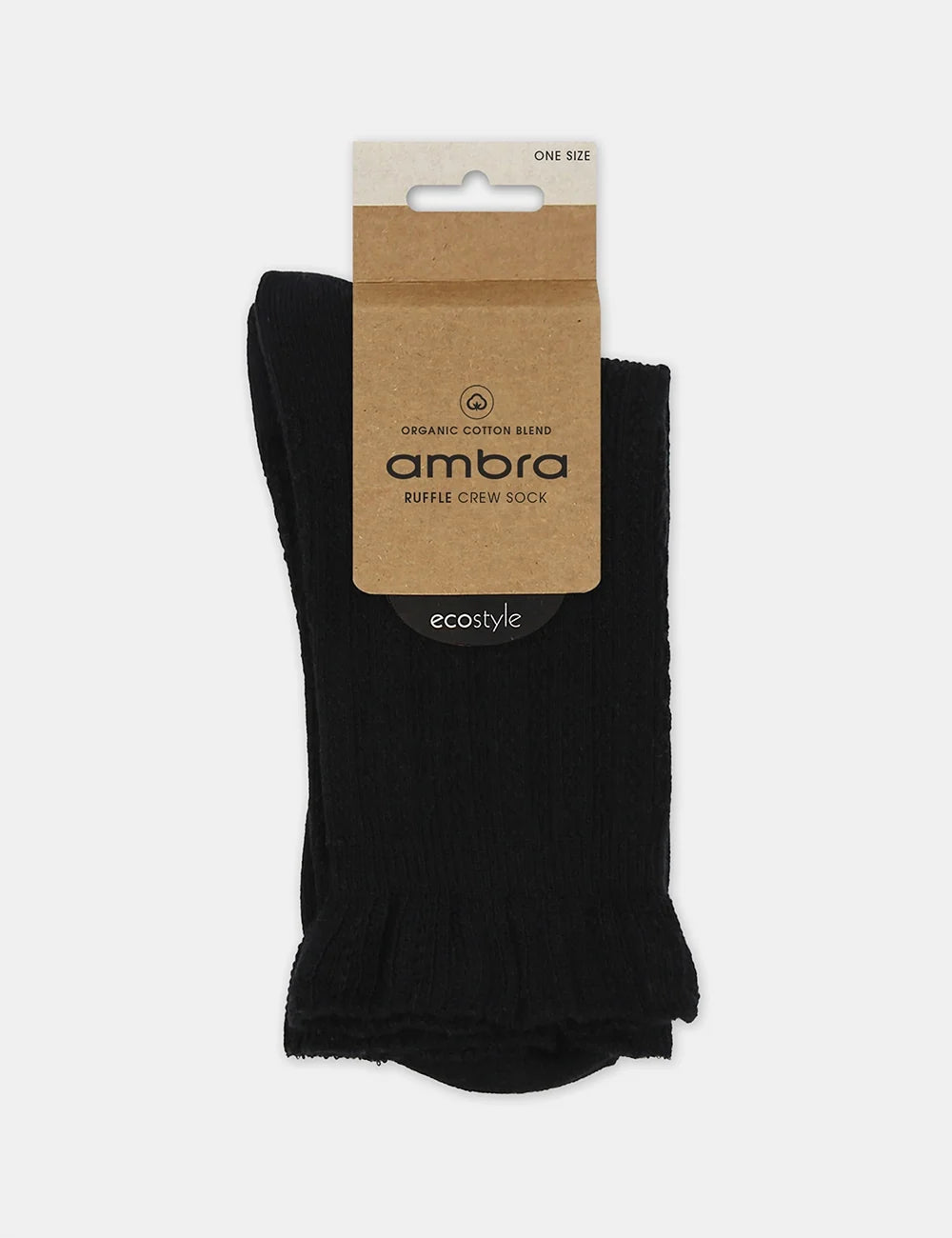 Ambra Organic Cotton Ruffle Sock - Black