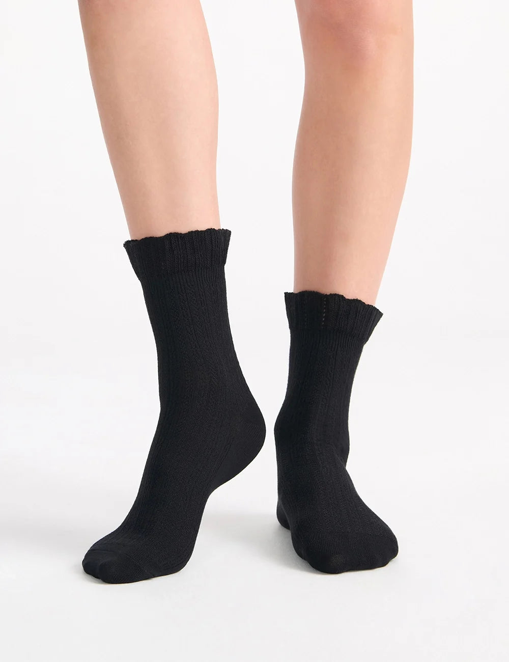 Ambra Organic Cotton Ruffle Sock - Black