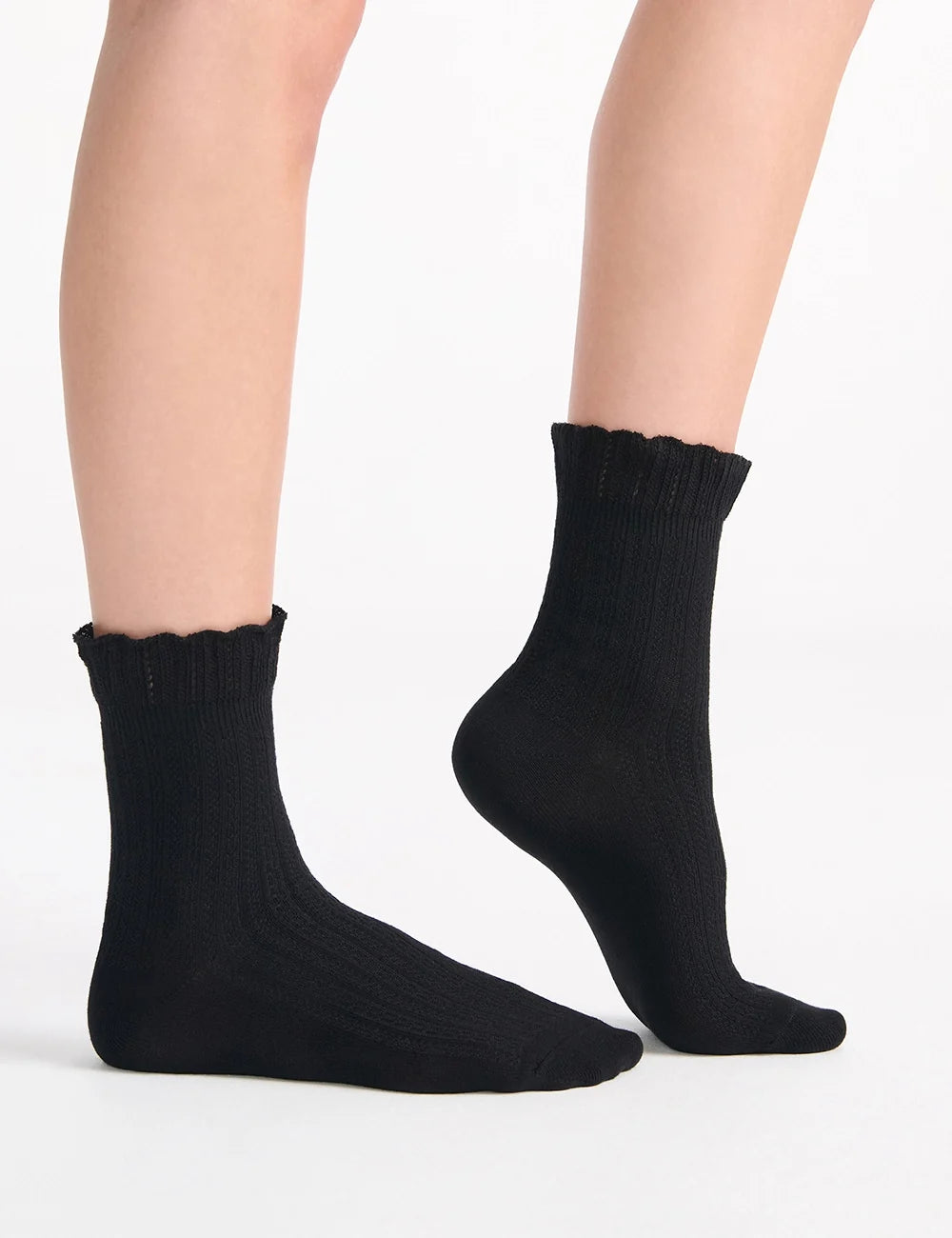 Ambra Organic Cotton Ruffle Sock - Black