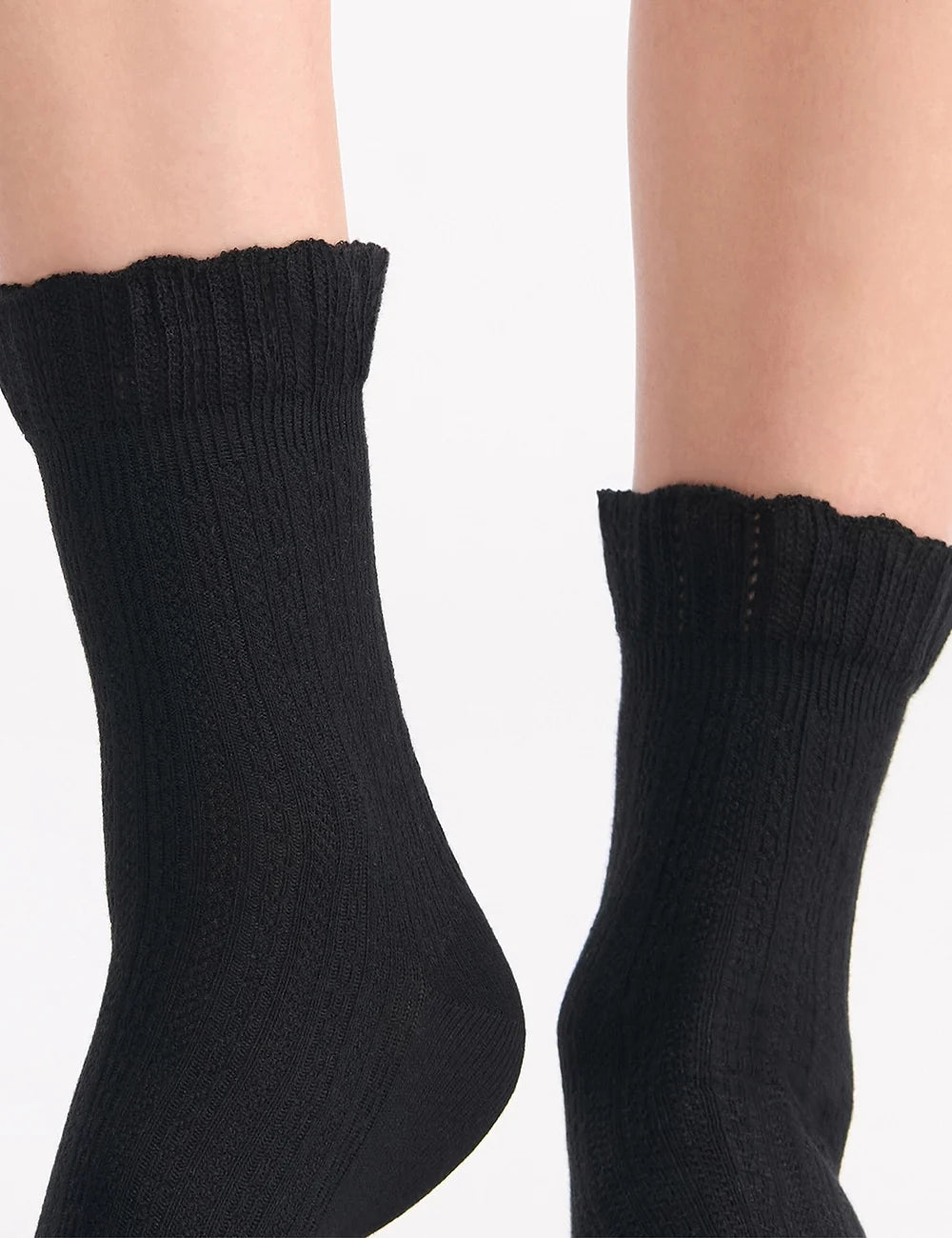 Ambra Organic Cotton Ruffle Sock - Black