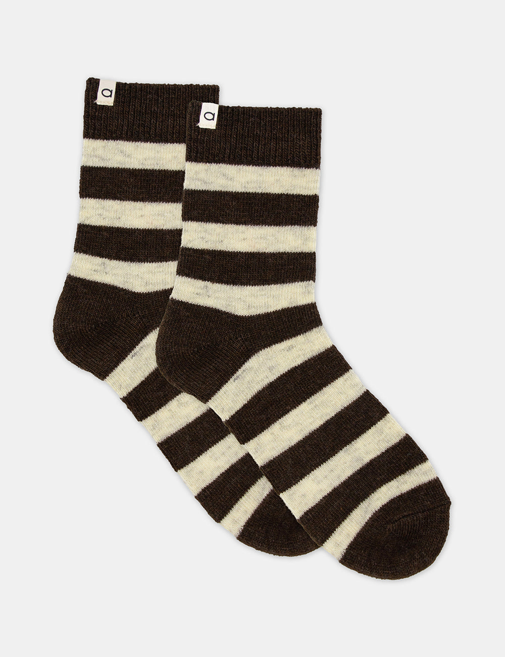 Ambra Winter Stripe Crew Sock - Coffee
