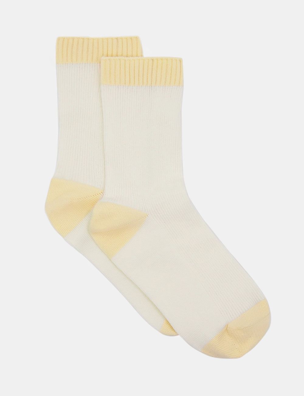 Ambra Organic Cotton Two Tone Rib Crew Sock - Buttercream