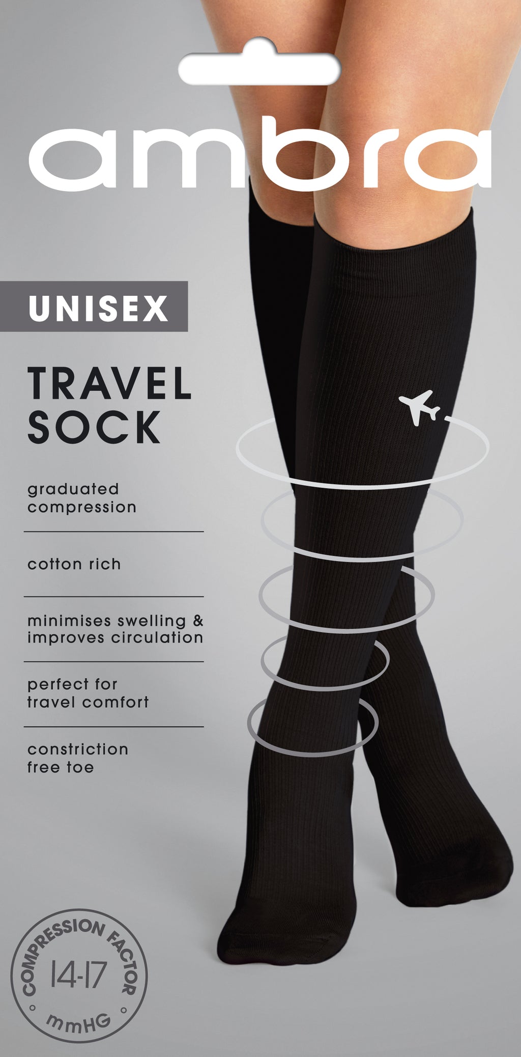 Ambra Unisex Travel Sock - Black