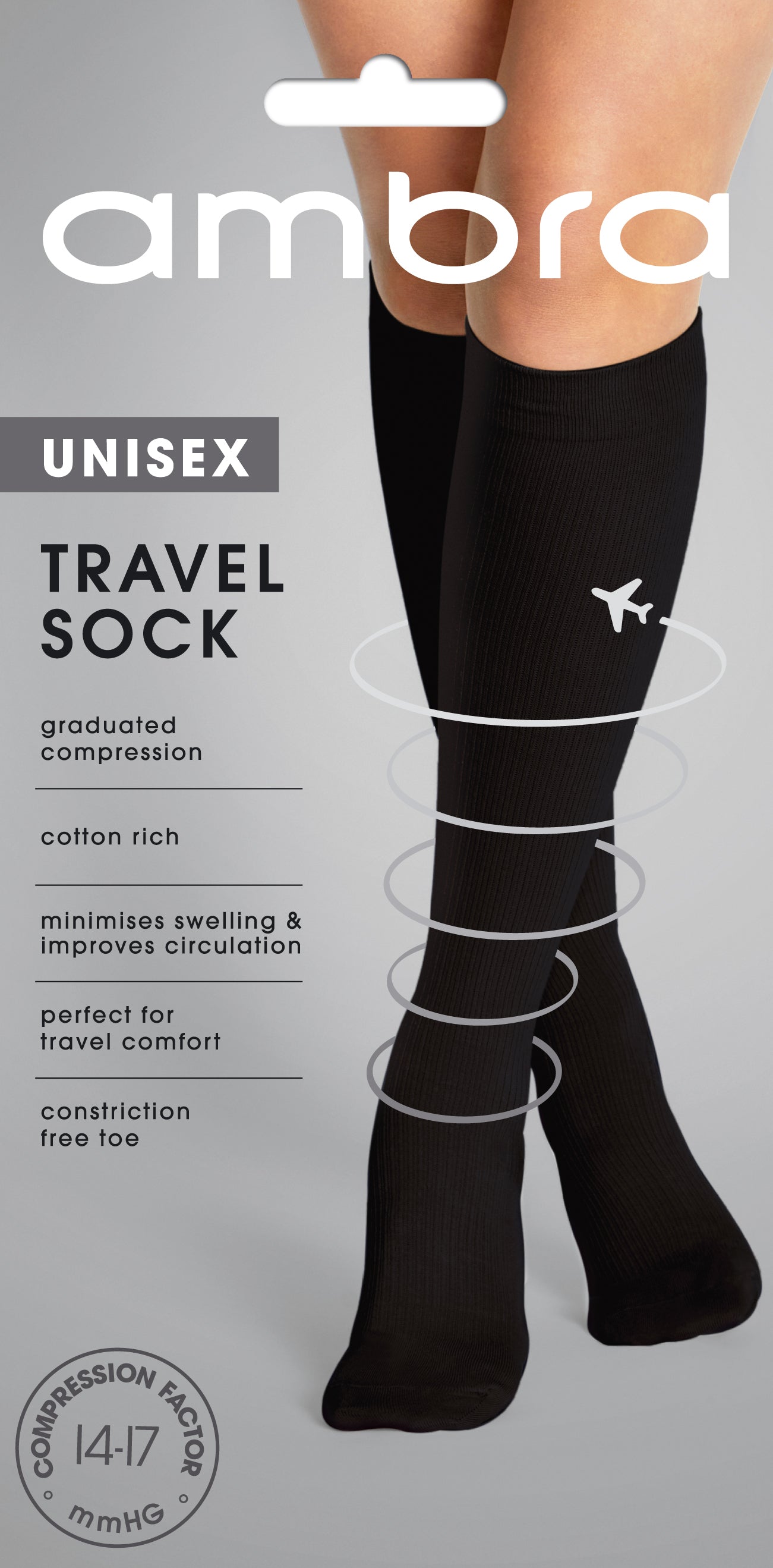 Ambra Unisex Travel Sock - Black