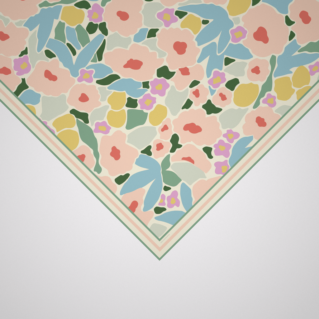 Panache Spring Blossoms Pastel Tones Silk Scarf