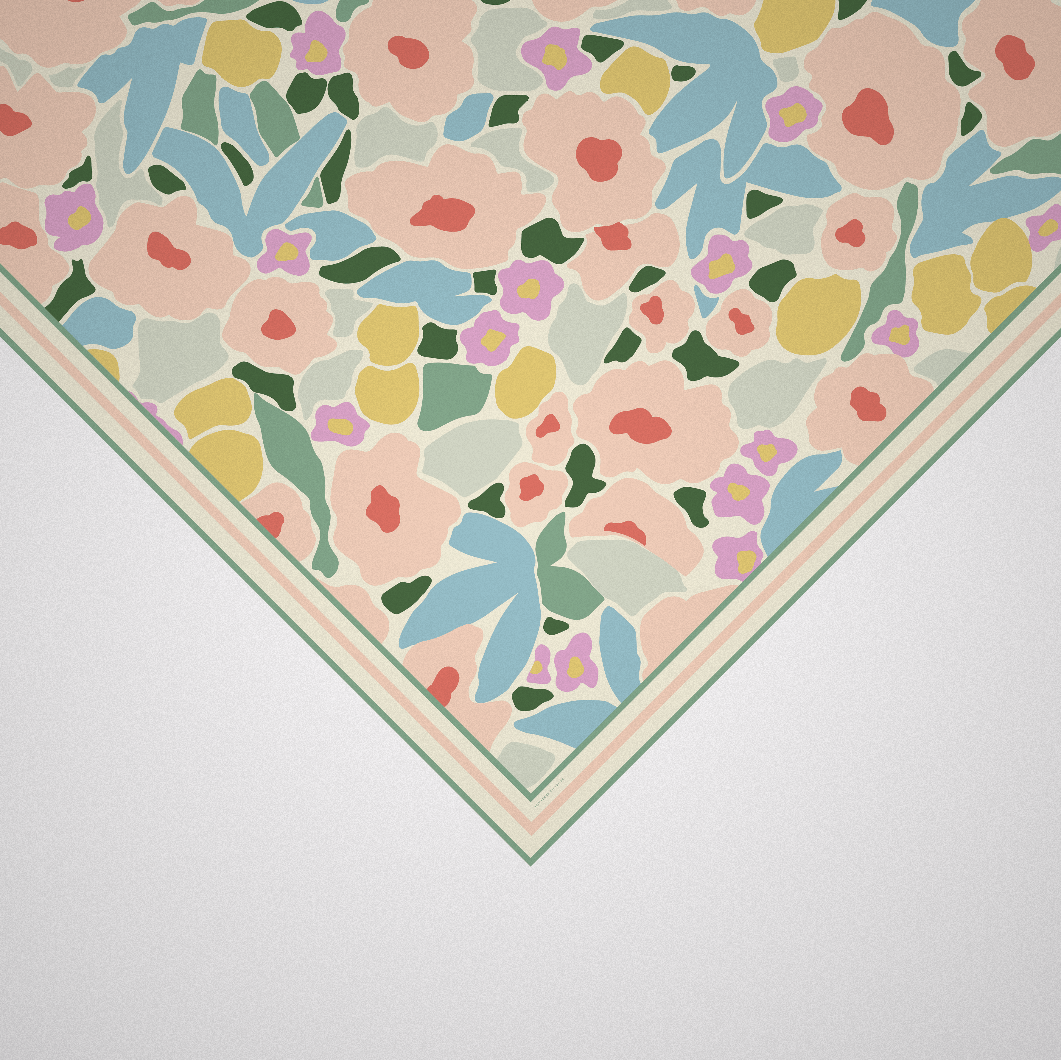 Panache Spring Blossoms Pastel Tones Silk Scarf