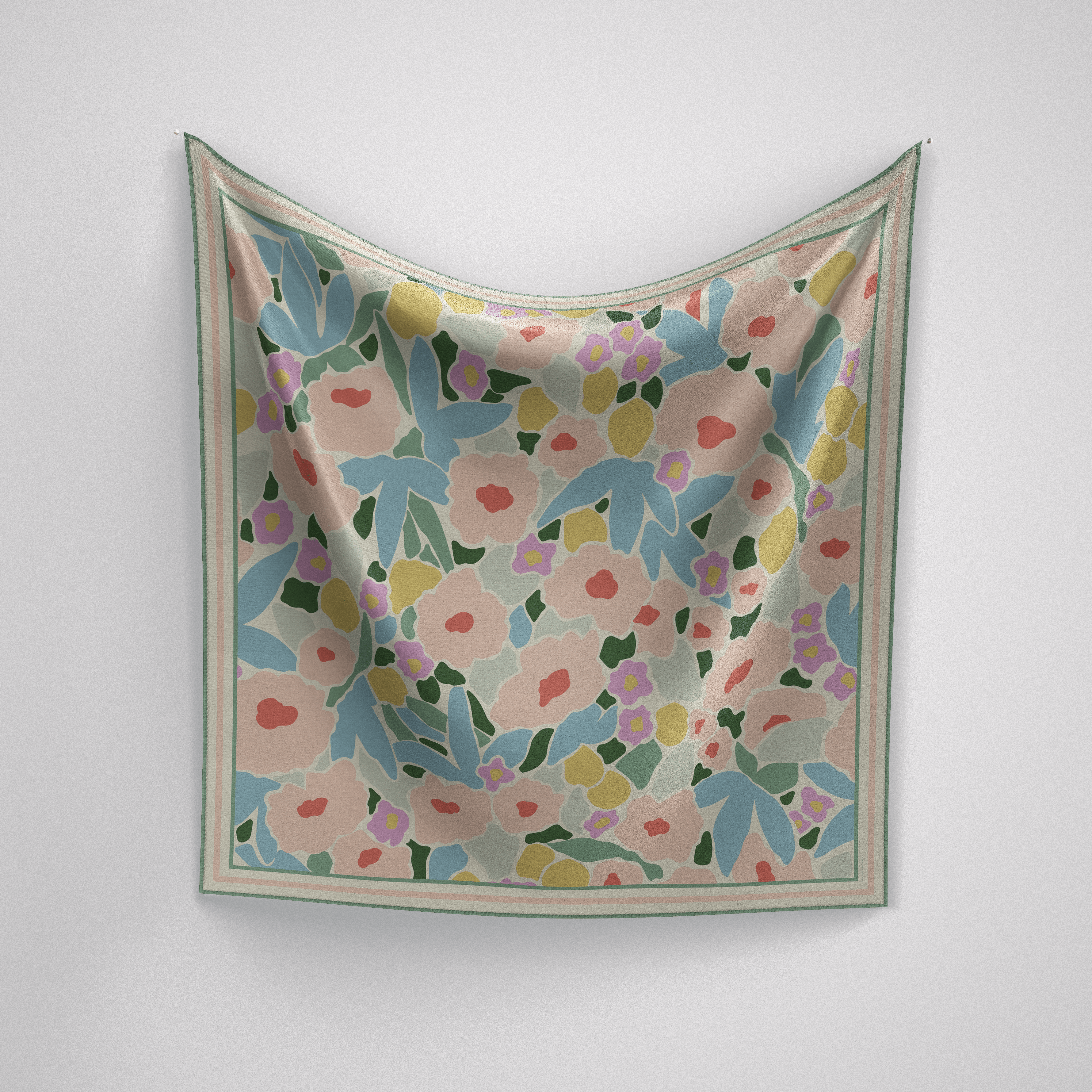 Panache Spring Blossoms Pastel Tones Silk Scarf