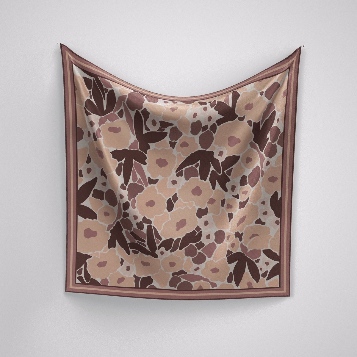 Panache Spring Blossoms Peach And Tans Silk Scarf