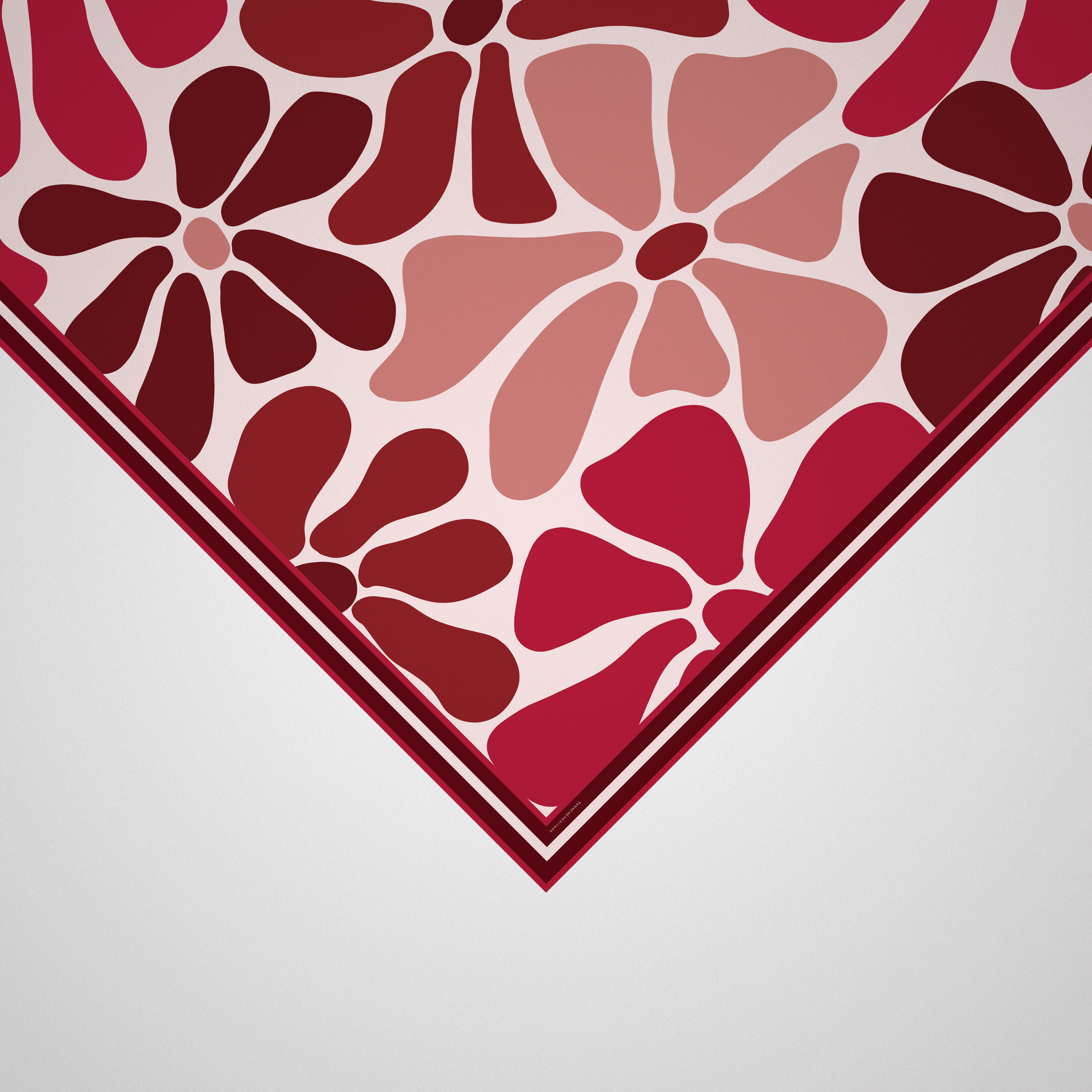 Panache A Floral Affair In Reds And Pale Pink Silk Scarf
