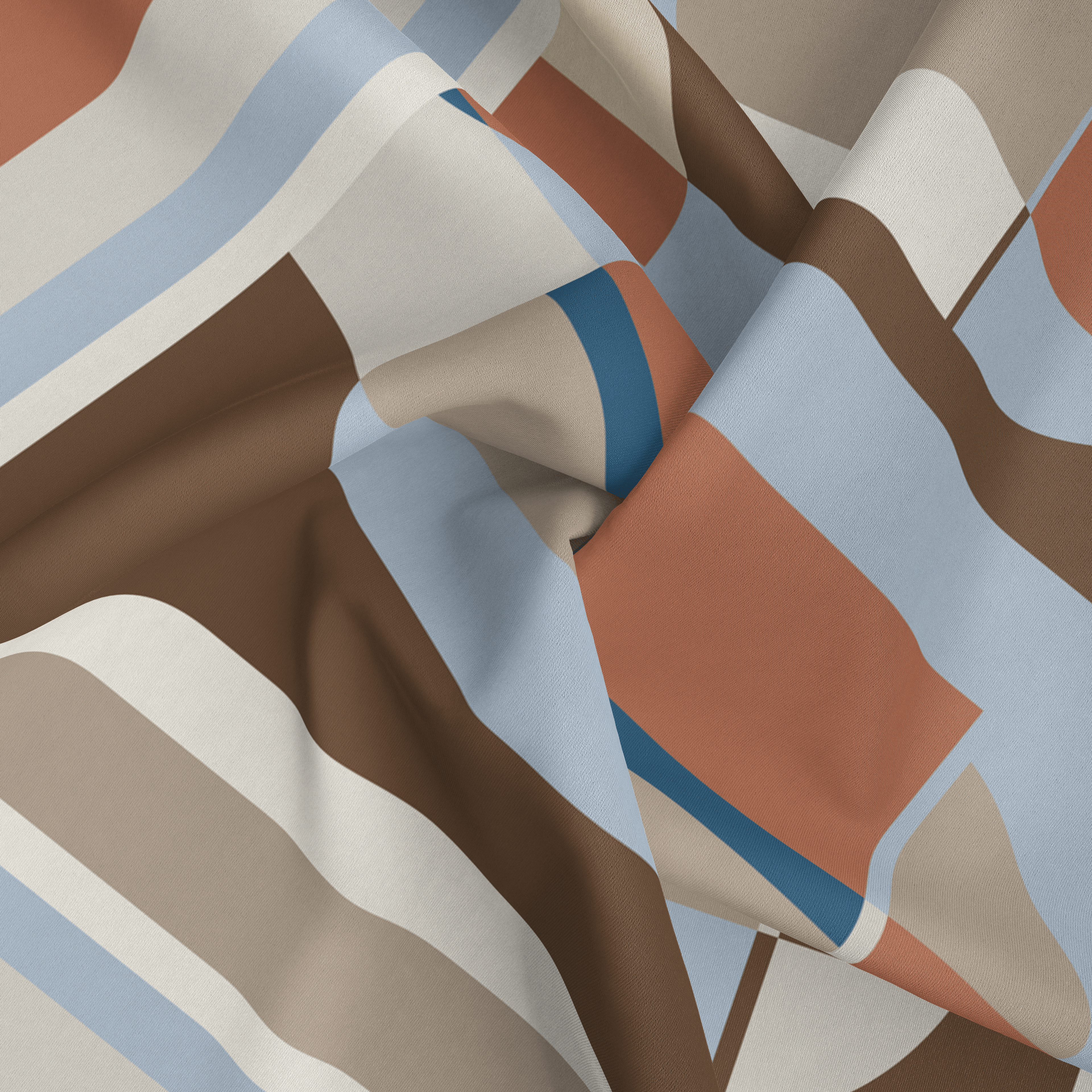 Panache Metro Blue, Rust And Brown Silk Scarf
