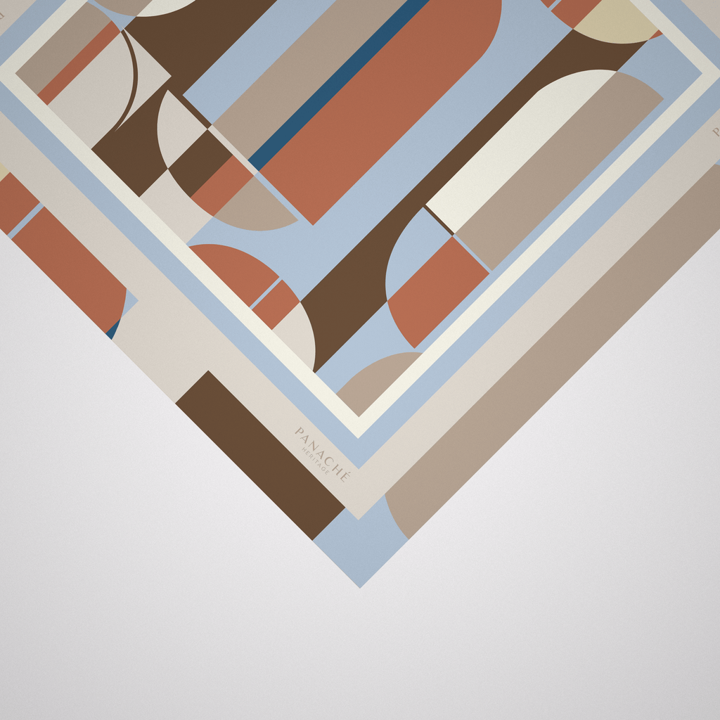 Panache Metro Blue, Rust And Brown Silk Scarf