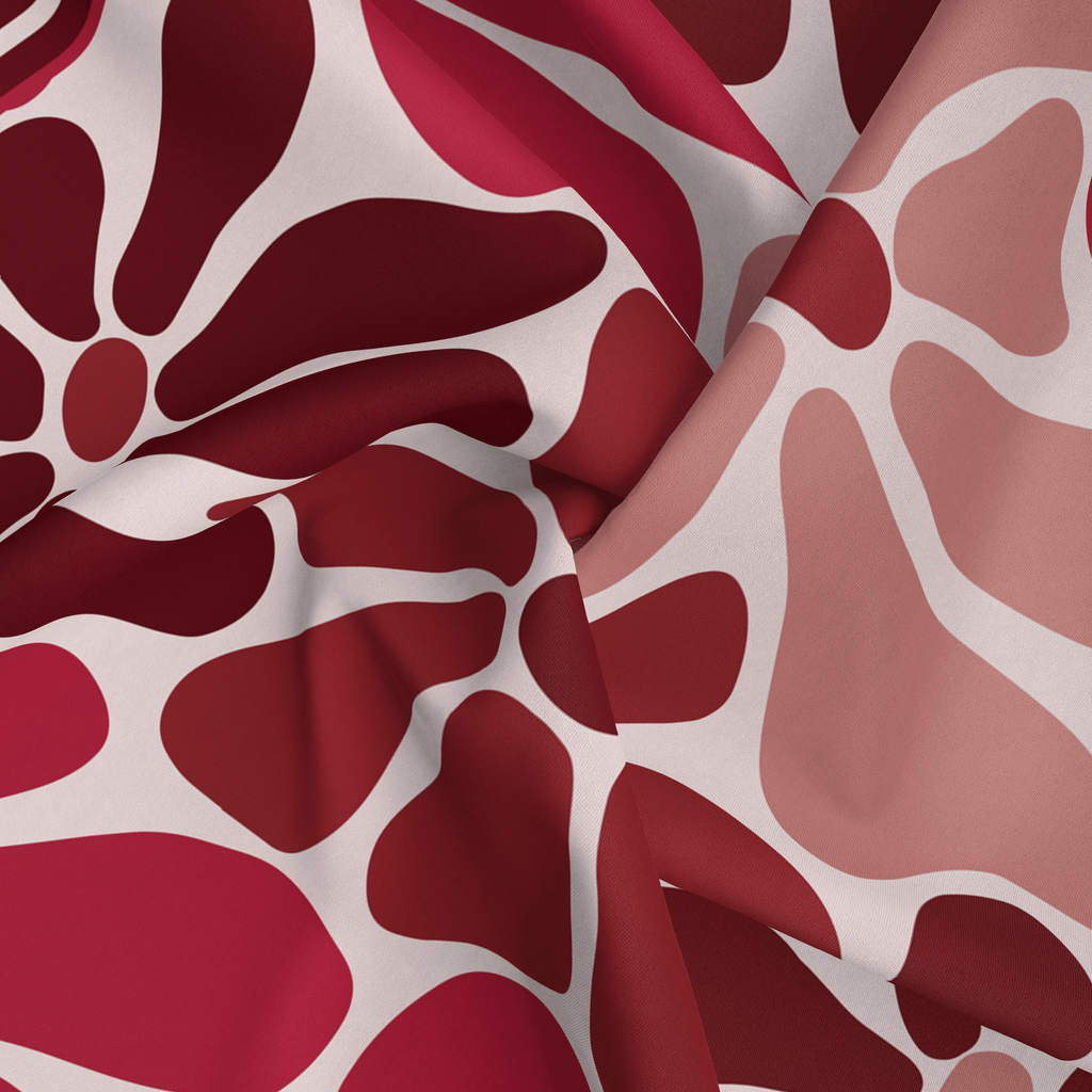 Panache A Floral Affair In Reds And Pale Pink Silk Scarf