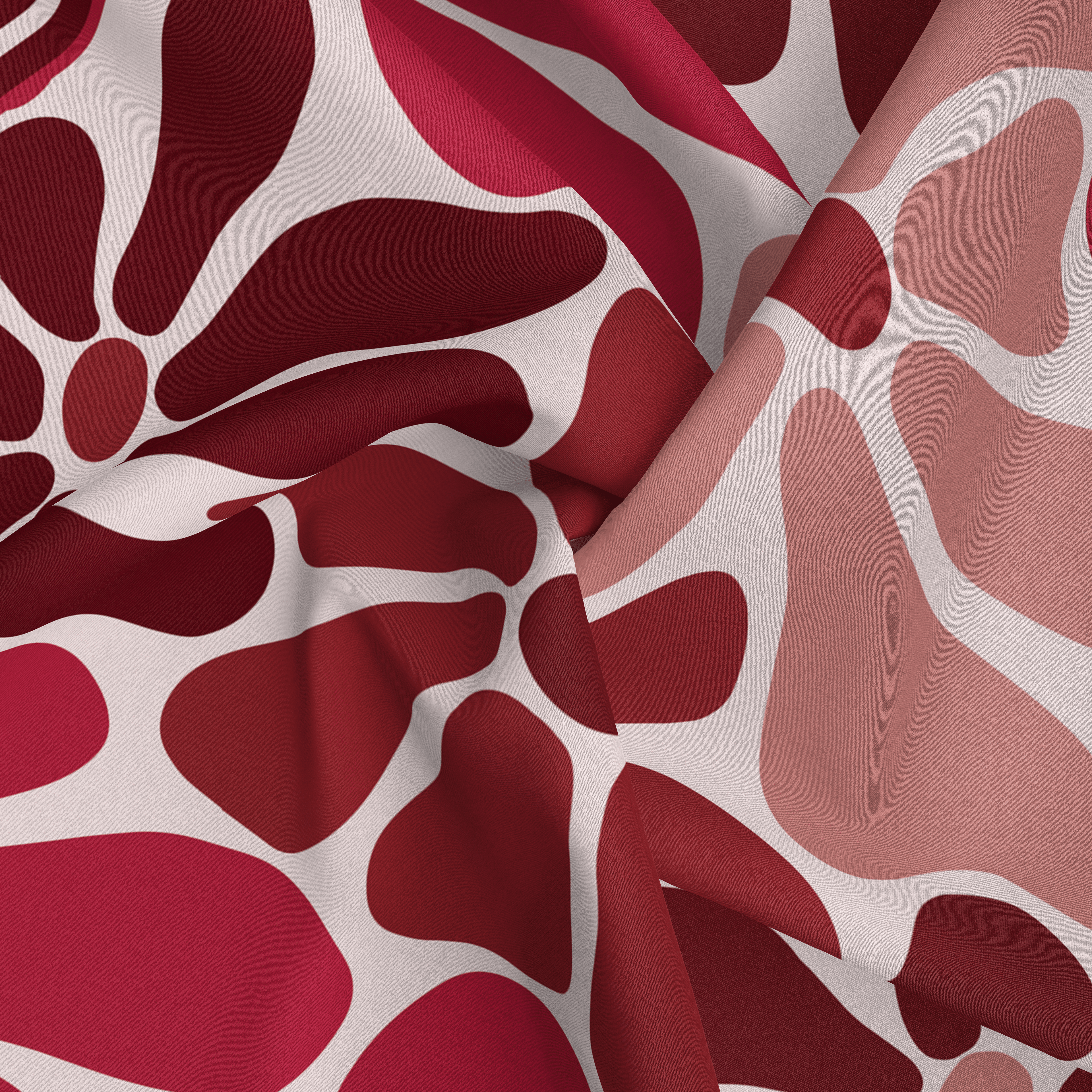 Panache A Floral Affair In Reds And Pale Pink Silk Scarf
