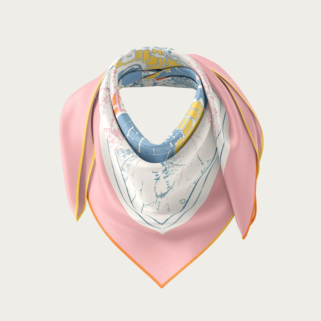 Koko Monde Atlas Powder Pink Silk Scarf