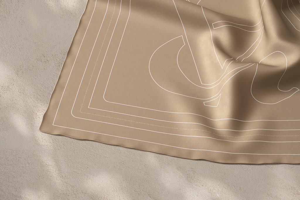 Vela Collective Basic Beach House Beige & Ivory Silk Scarf