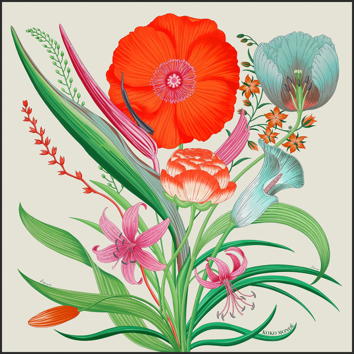 Koko Monde Boquet Tropic Silk Scarf